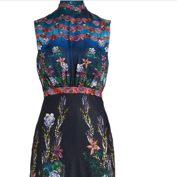 SALONI Dresses & Skirts - SALONI Fleur Printed Silk Midi-Dress